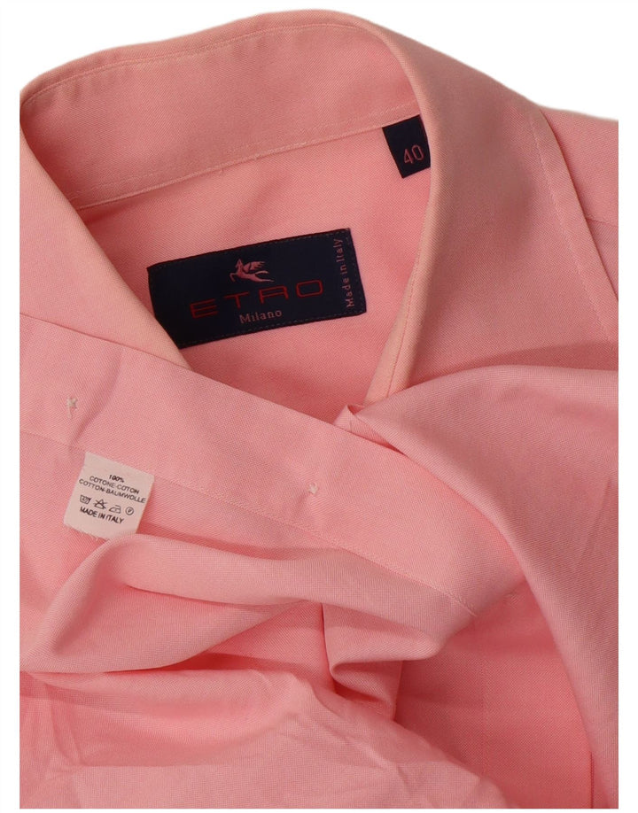 Camisa Etro Milano para hombre talla 40 algodón rosa medio