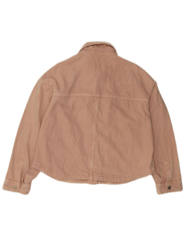 Zara Mujer Chaqueta Vaquera Extragrande UK 44 Algodón Rosa Medio