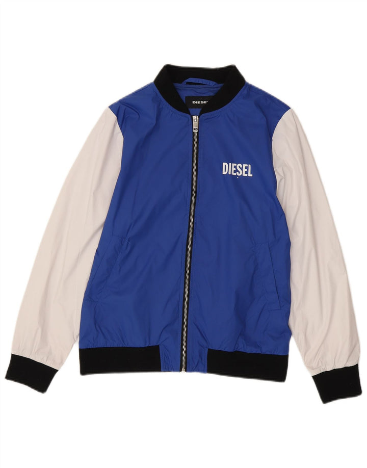Diesel Chaqueta bomber estampada para niños 11-12 años Nylon color block azul