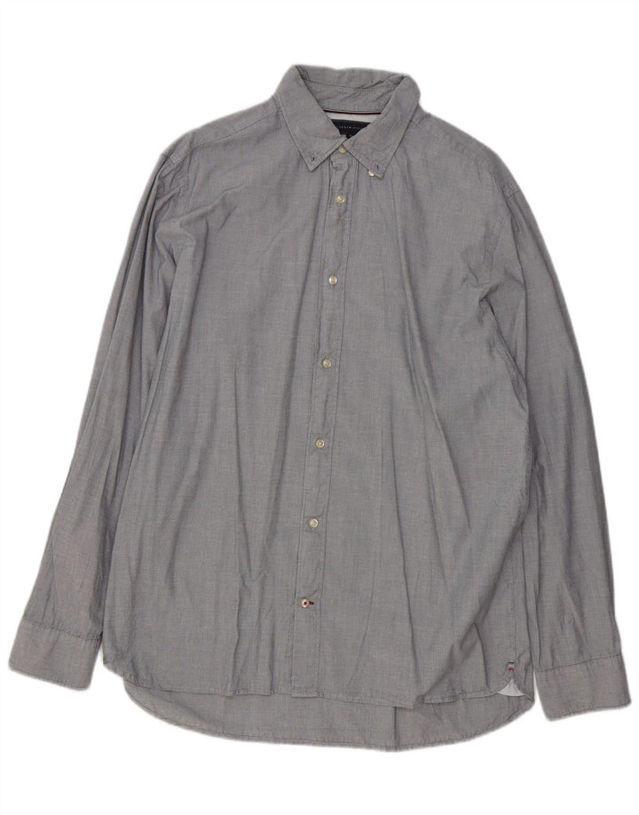 TOMMY HILFIGER Camisa Regular Fit Hombre XL Gris Algodón
