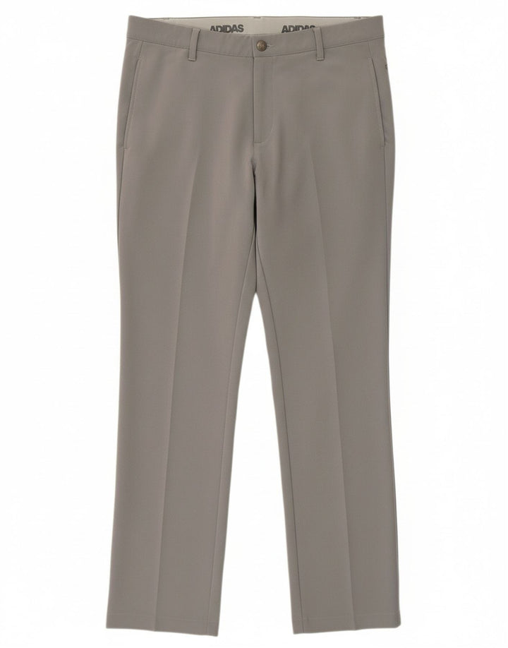 ADIDAS Mens Slim Chino Trousers W36 L29 Grey Polyester