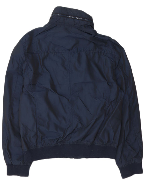 Zara Hombre Cazadora Bomber Con Capucha UK 42 XL Azul Marino Poliéster