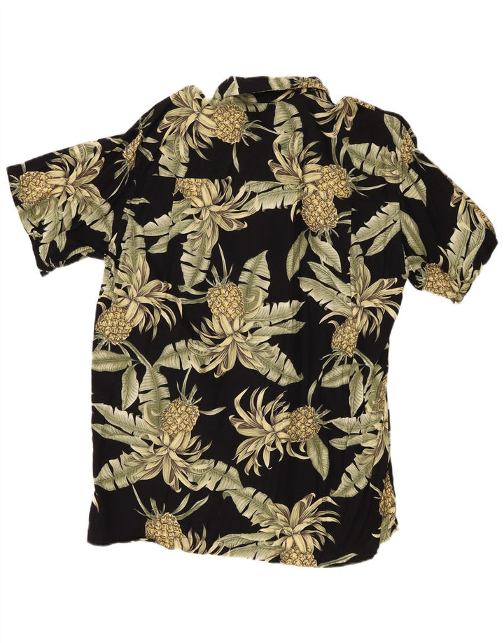Karmakula Camisa De Manga Corta Con Estampado Abstracto Para Hombre Viscosa Negra Mediana