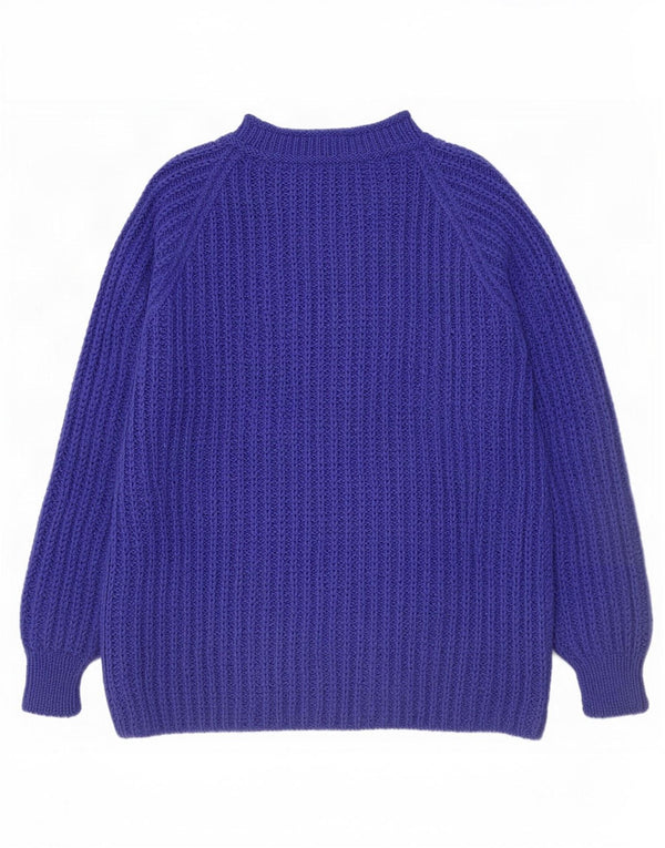 Vintage hombres cuello tortuga jersey suéter azul medio