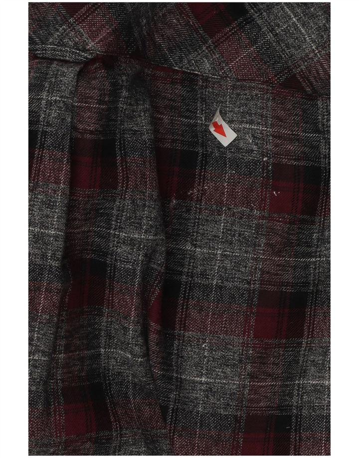 Marks & Spencer Camisa de franela de corte entallado para hombre XL Algodón a cuadros gris
