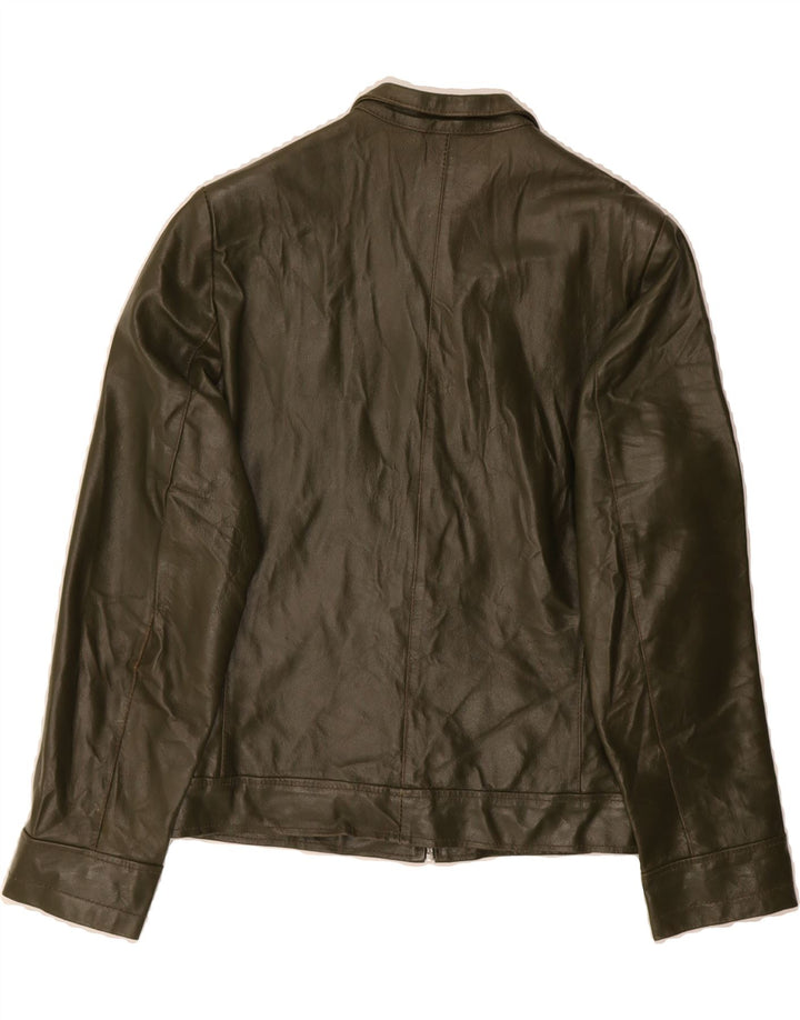 VINTAGE Womens Leather Jacket IT 42 Medium Green Leather Vintage Vintage and Second-Hand Vintage from Messina Hembry 