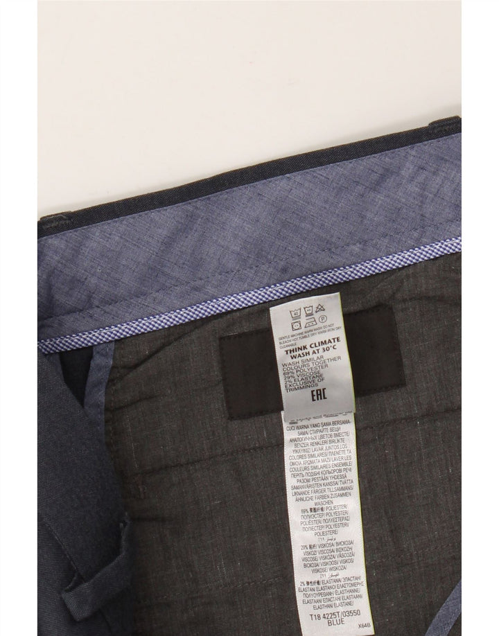 Marks & Spencer Pantalones casuales rectos a medida para hombre W34 L29 Azul