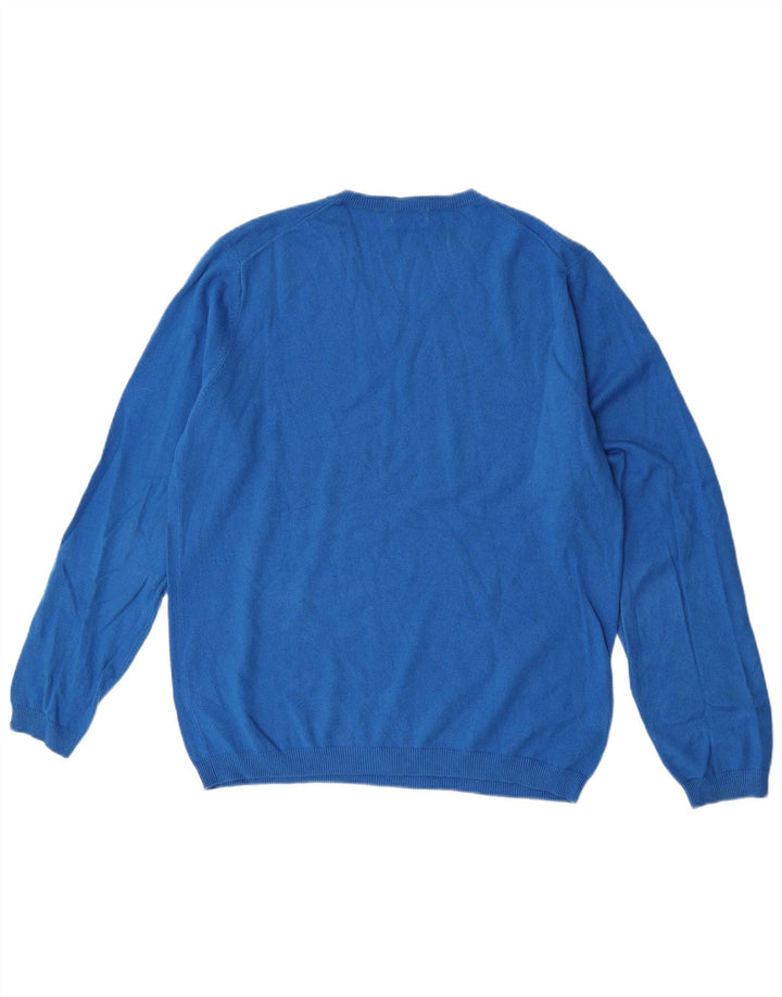 Sun68 - Jersey con cuello en V para hombre, talla grande, algodón azul