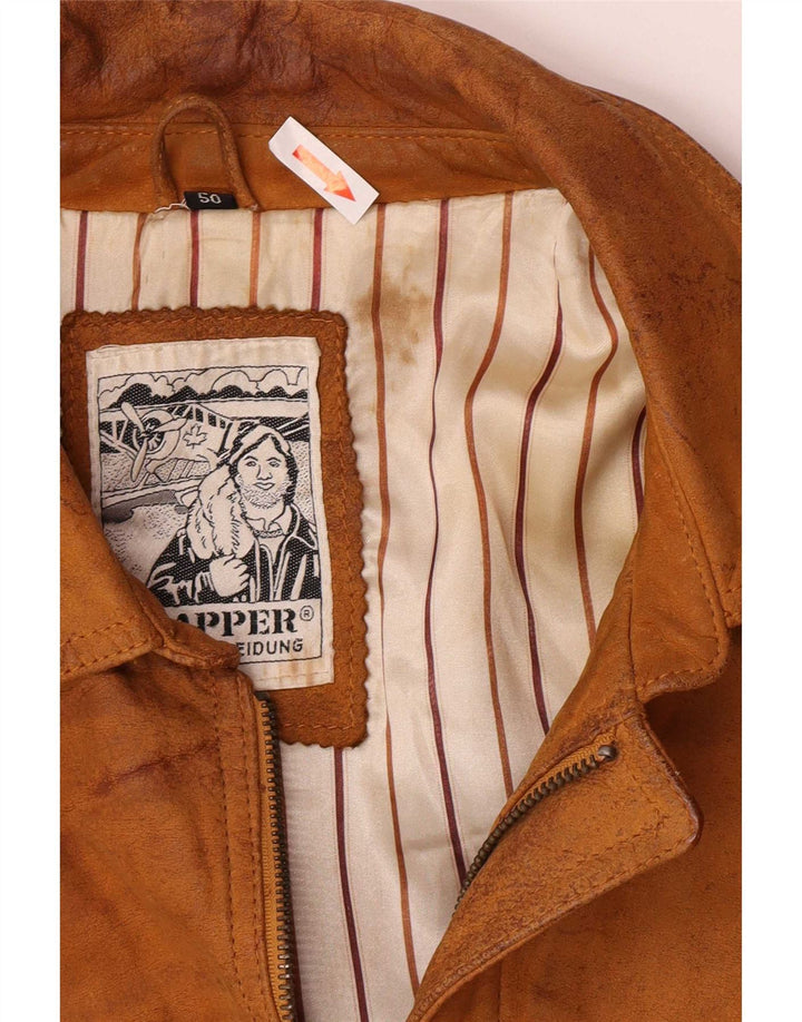 Trapper Chaqueta de gamuza bomber para hombre IT 50 Cuero marrón grande