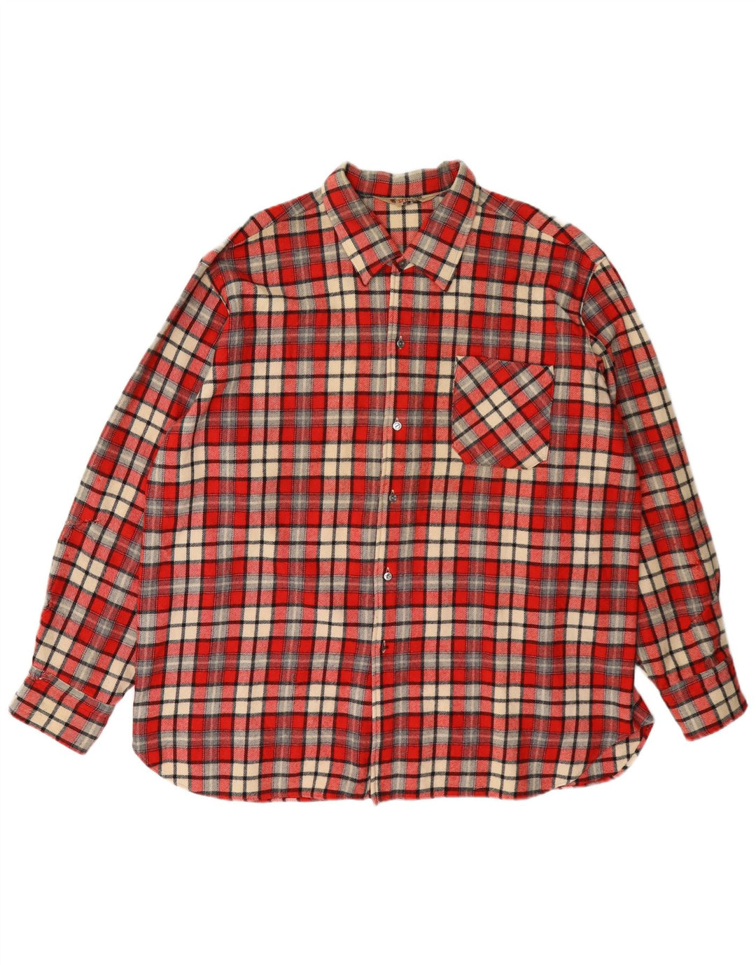 Camisa de franela vintage para hombre XL Lana a cuadros rojos