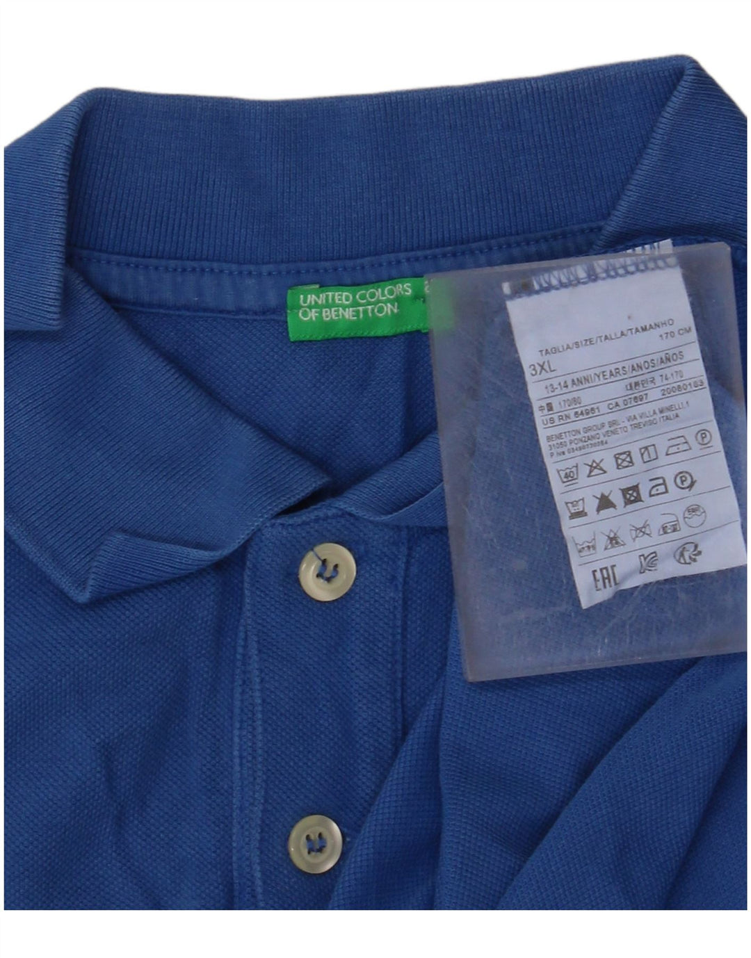 BENETTON Polo Niño 13-14 Años 3XL Azul Algodón