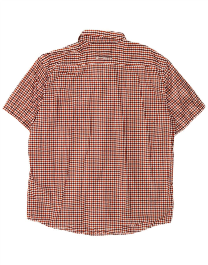 Camel Active - Camisa de manga corta para hombre, ajuste regular, talla 2XL, algodón a cuadros rojo
