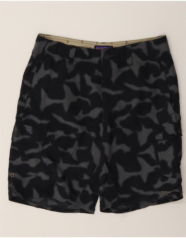 Shorts Cargo Patagonia Hombre W30 Medium Nylon Camuflaje Negro