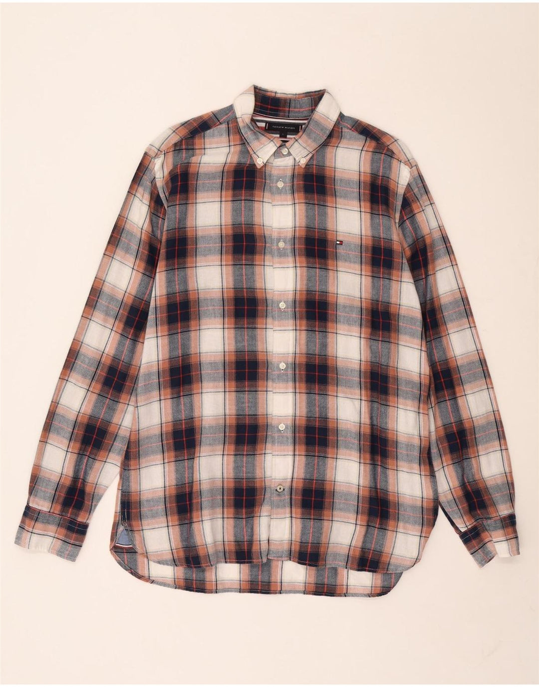 Tommy Hilfiger Camisa De Franela De Algodón A Cuadros Multicolores Grandes Hombre