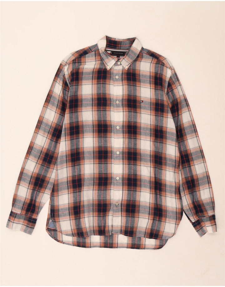 Tommy Hilfiger Camisa De Franela De Algodón A Cuadros Multicolores Grandes Hombre