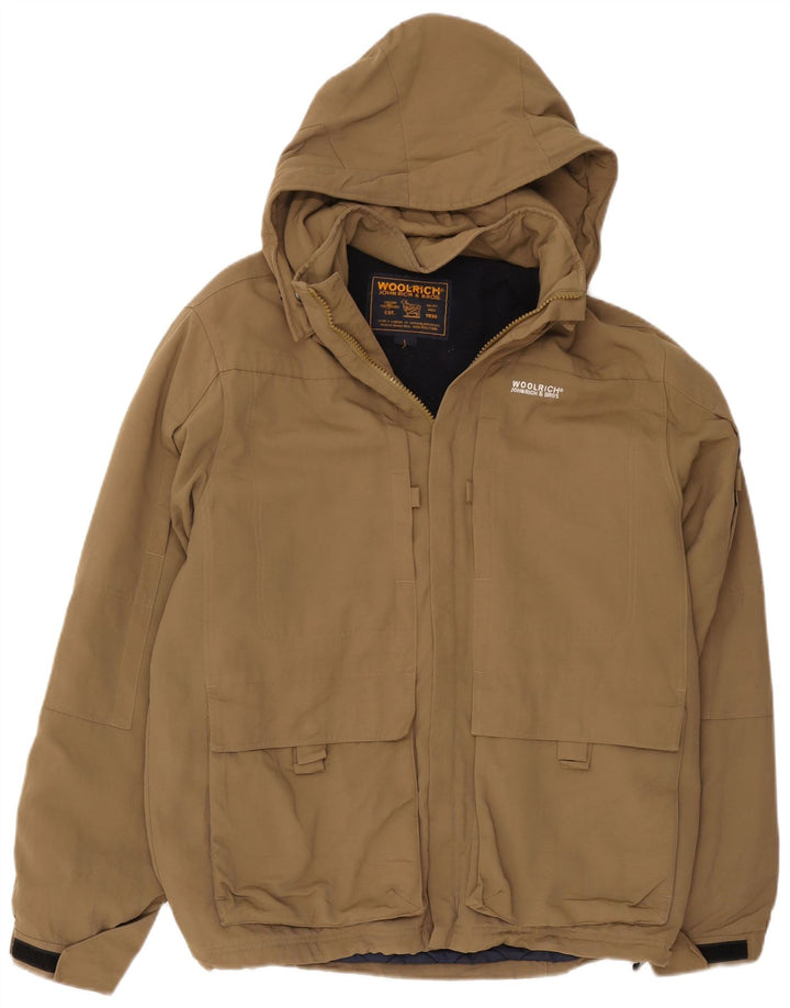 Woolrich Chaqueta cortavientos con capucha para hombre UK 40 Large Khaki Nylon