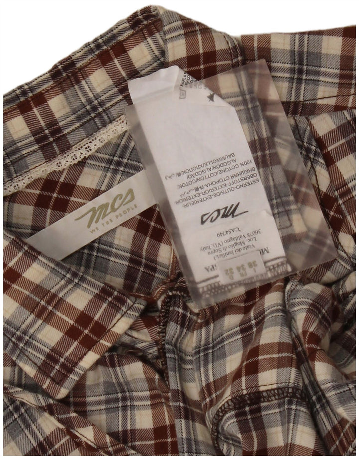 Marlboro Classics Camisa delantera con volantes para mujer IT 38 XS Algodón a cuadros marrón