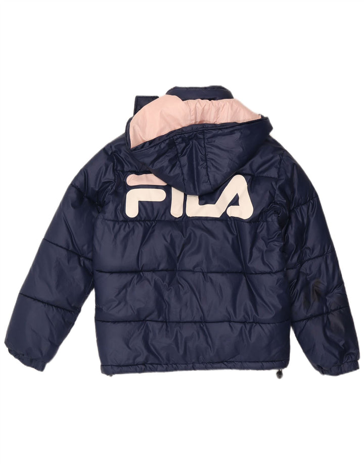 Fila Chaqueta acolchada con gráfico extragrande para mujer UK 6 XS Poliéster azul marino