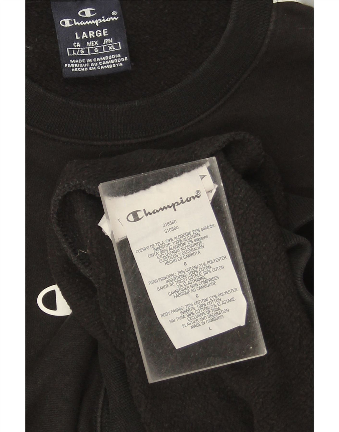 CHAMPION Sudadera gráfica para hombre Jumper Large Black Cotton