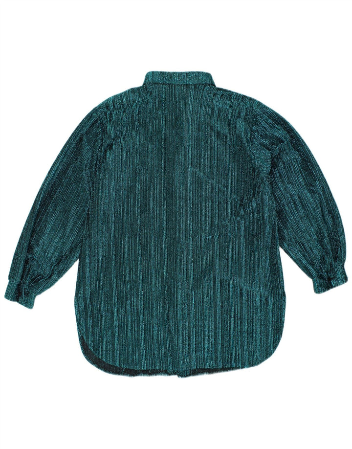 VINTAGE Blusa camisa mujer Reino Unido 14 Rayas azules grandes