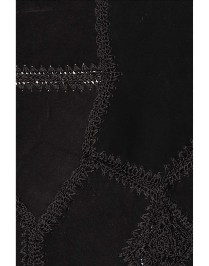 Vintage mujer ante Gilet Reino Unido 16 gran patchwork negro