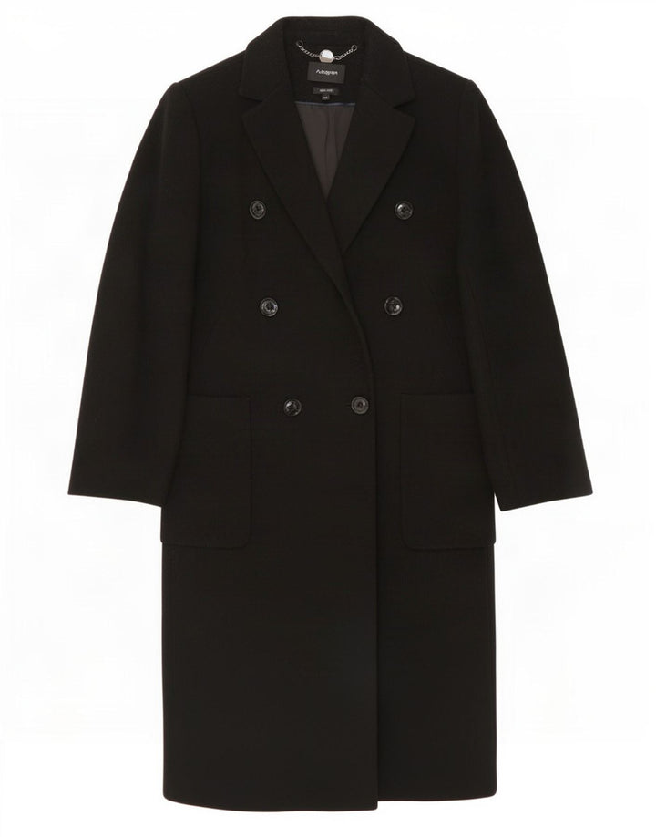 Marks & Spencer Abrigo cruzado para mujer UK 44 Lana negra mediana