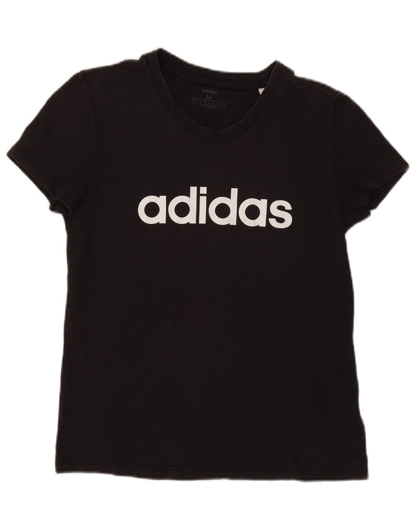 Adidas Camiseta gráfica para mujer Top UK 12/14 Mediano Negro Algodón
