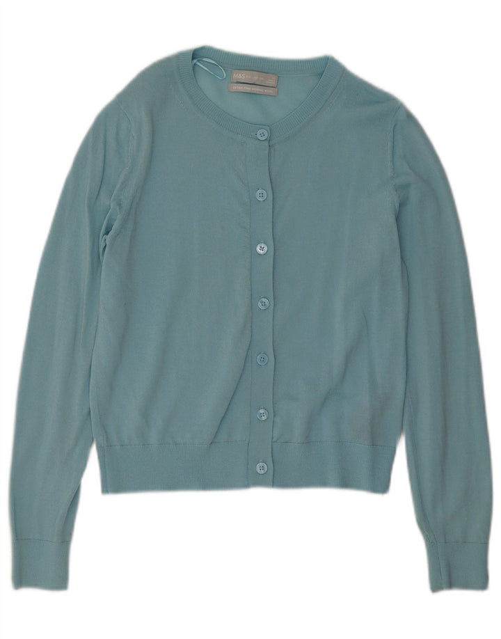 Marks & Spencer Suéter tipo cárdigan para mujer Reino Unido 12 Lana merino turquesa mediana