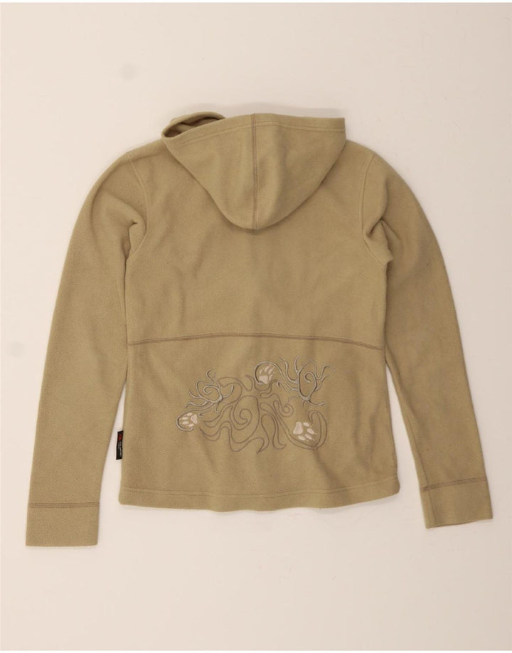 JACK WOLFSKIN Womens Hooded Fleece Jacket UK 10 Small Beige Polyester Vintage Jack Wolfskin and Second-Hand Jack Wolfskin from Messina Hembry 