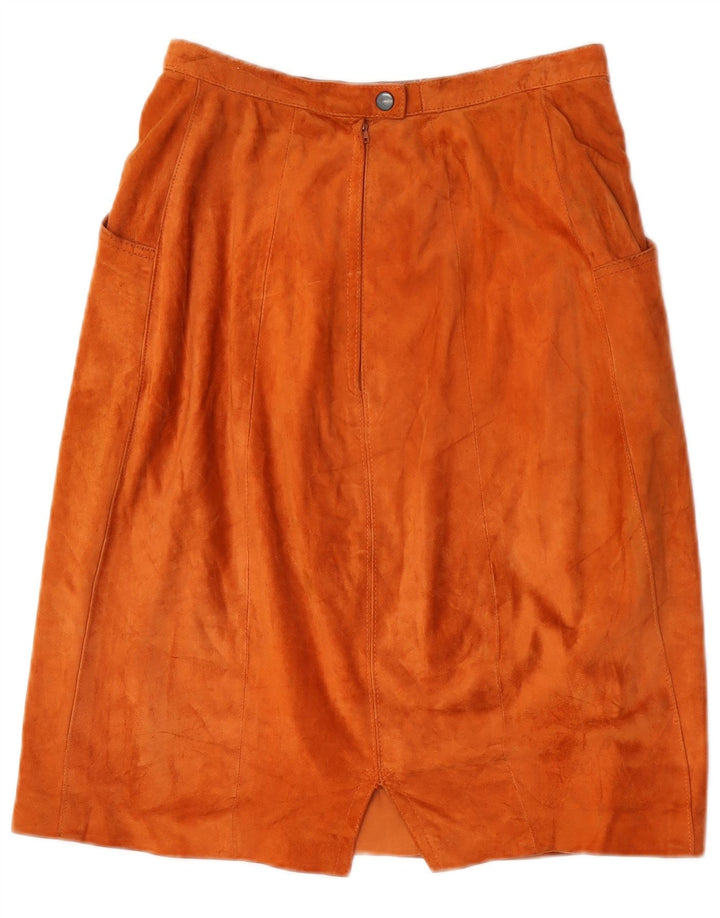Vintage mujer ante midi falda W26 pequeño beige