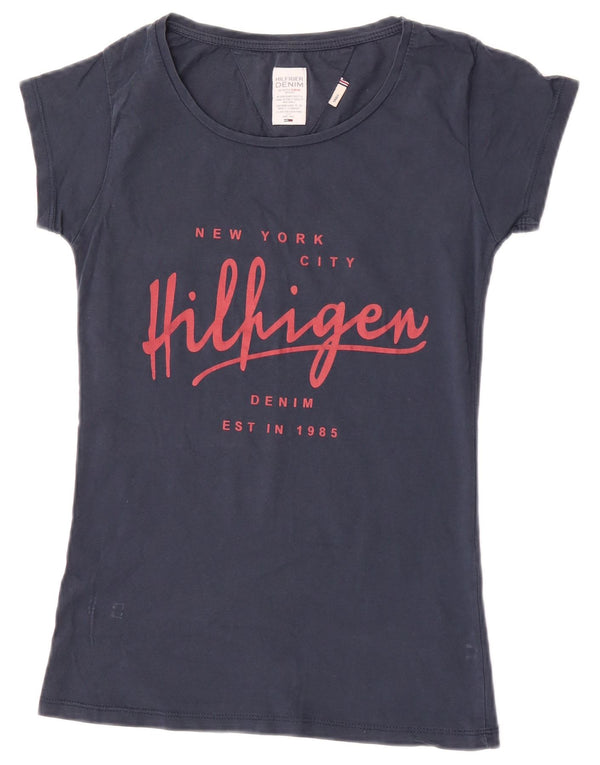 Tommy Hilfiger Camiseta gráfica para mujer Top UK 8 Small Azul marino
