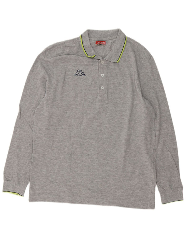 Kappa Polo De Manga Larga De Ajuste Regular Para Hombre Algodón Gris Grande