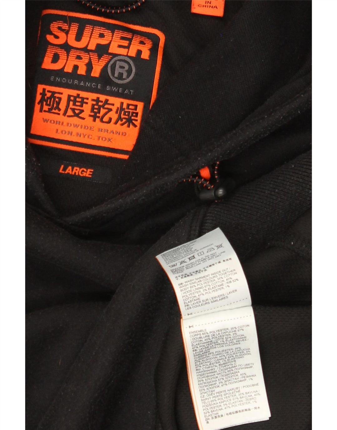 Superdry Jersey con capucha para hombre, talla grande, poliéster negro