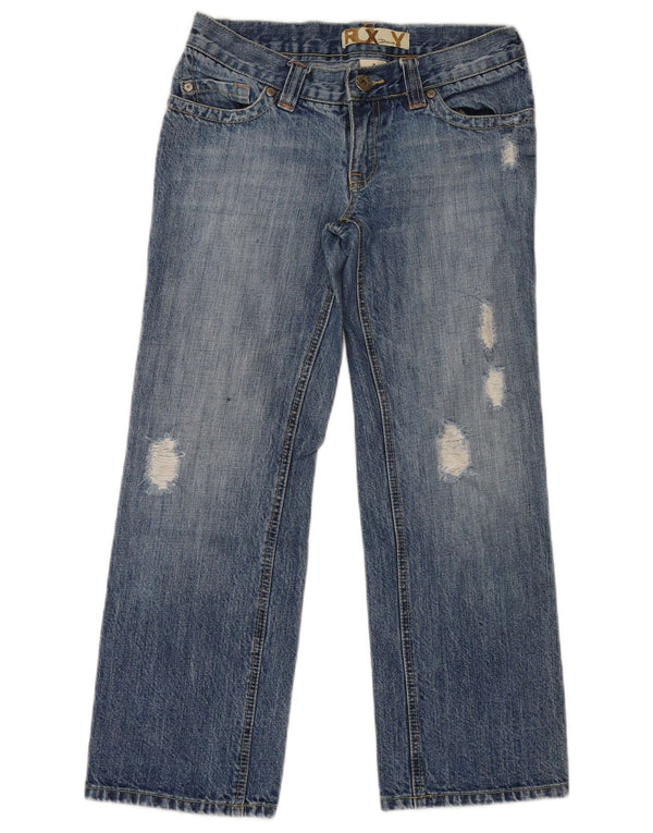 Roxy Jeans rectos desgastados de cintura baja para mujer US 3 Small W29 L27 Azul