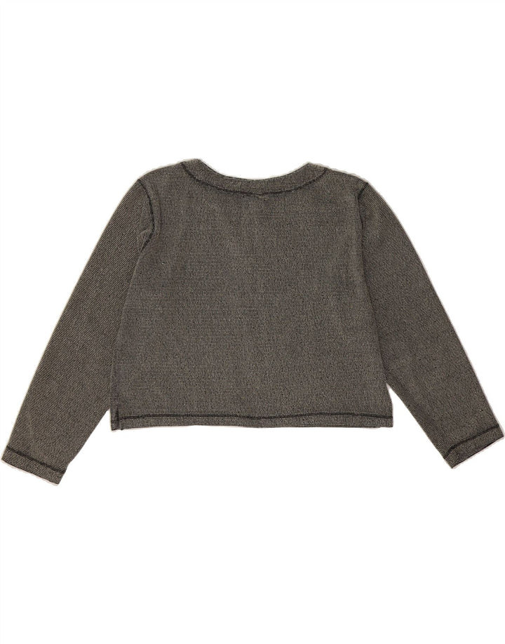 CHAMPION Womens Crop Top Long Sleeve UK 14 Medium Grey Striped Polyester Vintage Champion and Second-Hand Champion from Messina Hembry 