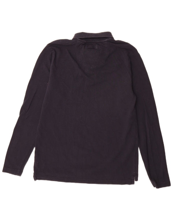 Polo de hombre Fat Face de manga larga de algodón azul marino medio