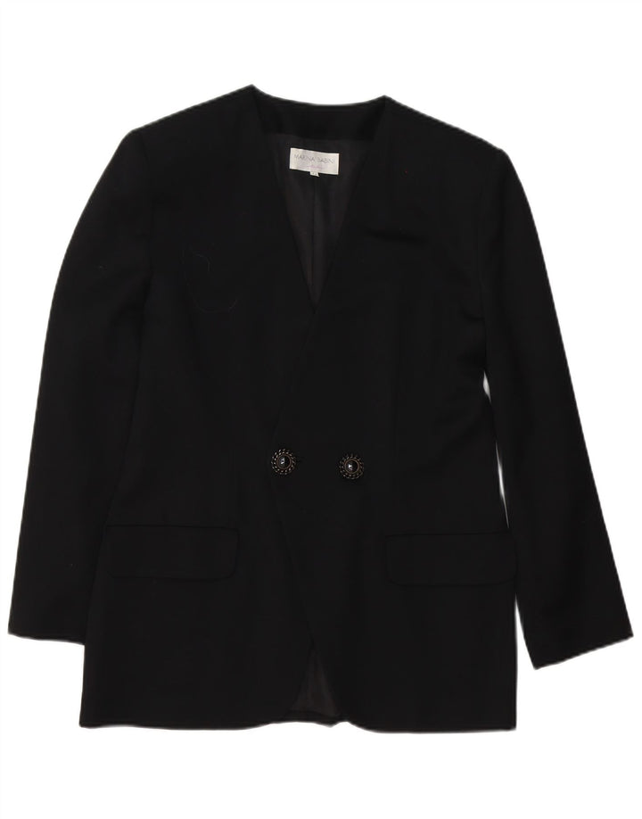 Marina Babini Chaqueta Blazer De Mujer De Doble Botonadura IT 44 Mediana Lana Negra