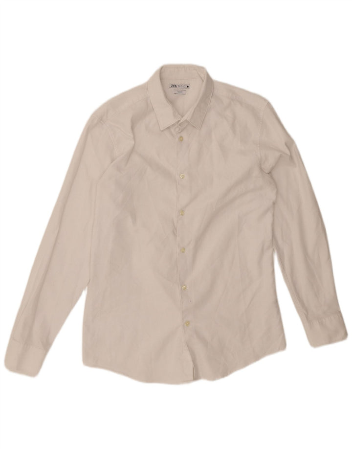 ZARA Mens Slim Fit Shirt Large White Cotton