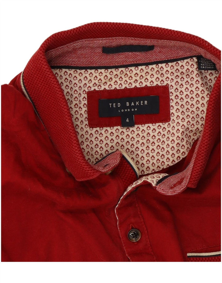 Ted Baker Polo para hombre talla 4 grande algodón rojo