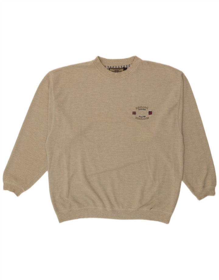 Vintage Hombres Sudadera Jumper XL Beige Algodón