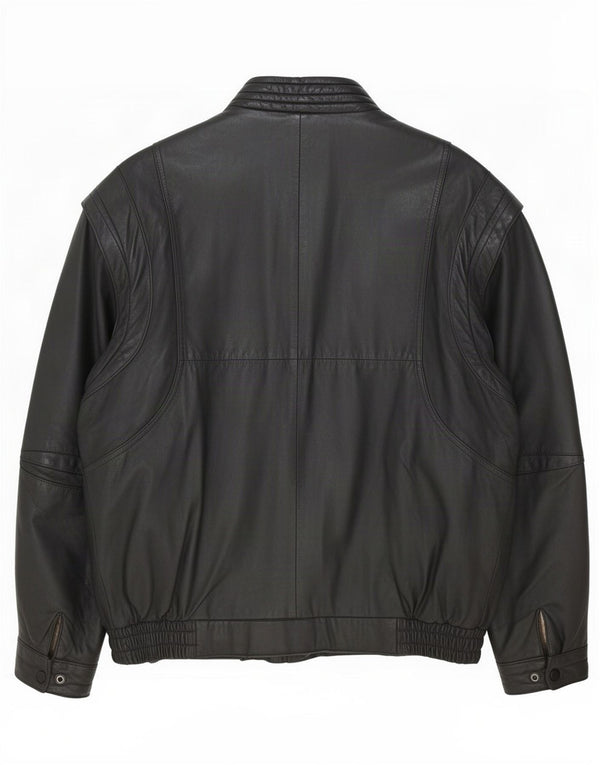 Vintage hombres chaqueta de cuero Reino Unido 40 grande negro
