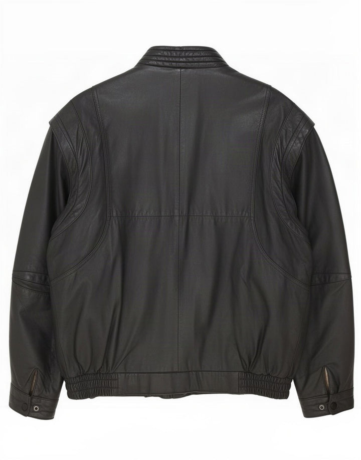 Vintage hombres chaqueta de cuero Reino Unido 40 grande negro