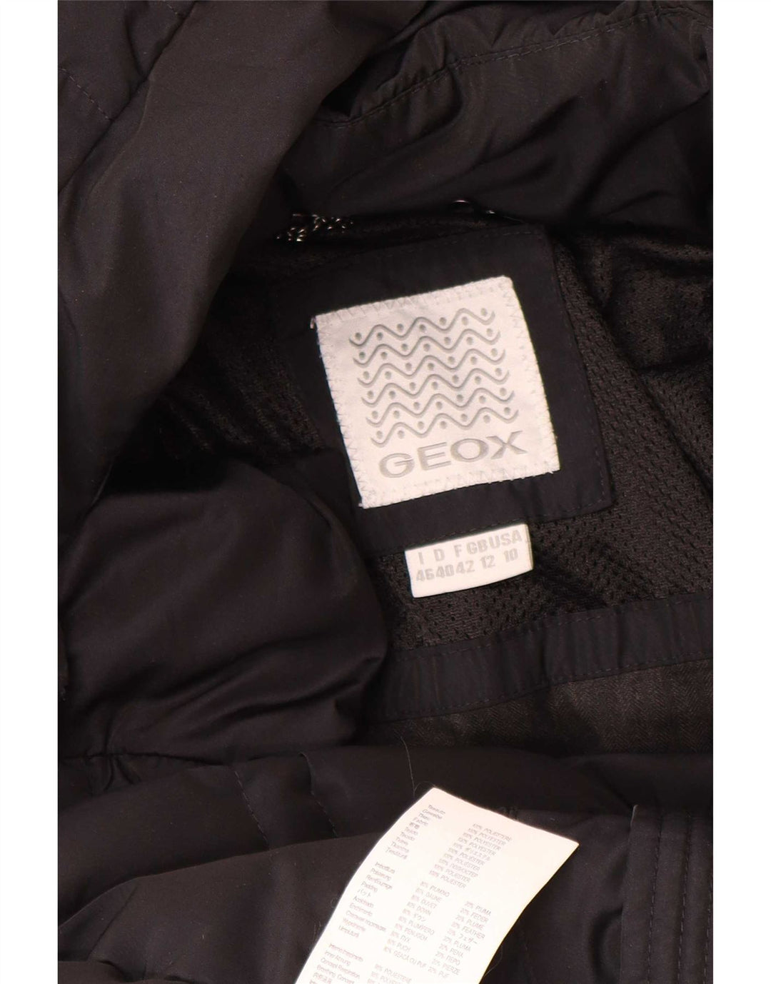 Geox Abrigo acolchado con capucha para mujer UK 40 Mediano Poliéster negro