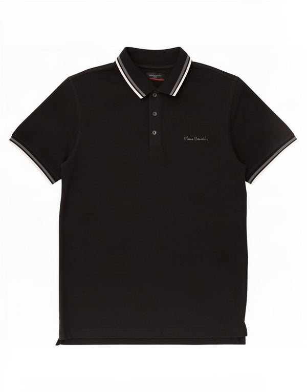 Pierre Cardin Polo para hombre grande de algodón negro