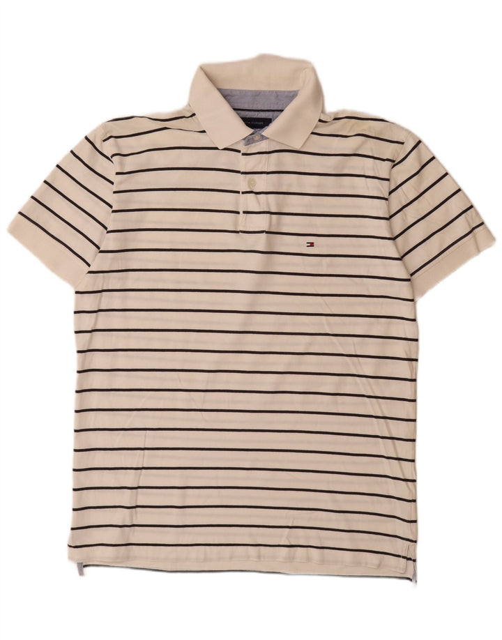 TOMMY HILFIGER Polo para hombre de algodón a rayas blanco roto grande