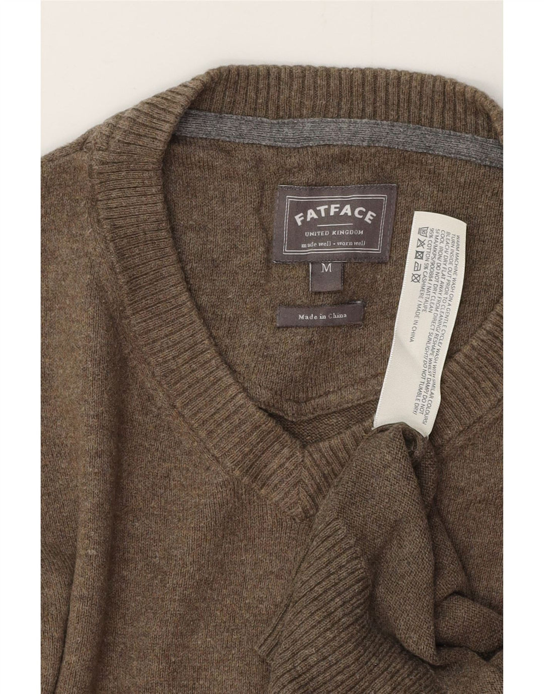 FAT FACE Jersey con cuello en V para hombre de algodón gris medio