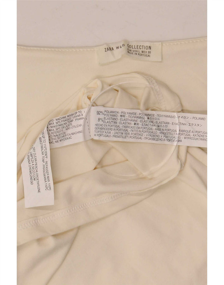 Zara Mujer Chaleco Top UK 40 Grande Off White Poliamida