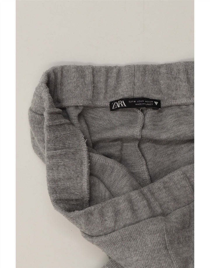 Zara Mujer Pantalones De Chándal De Pernera Ancha UK 42 Gris Medio