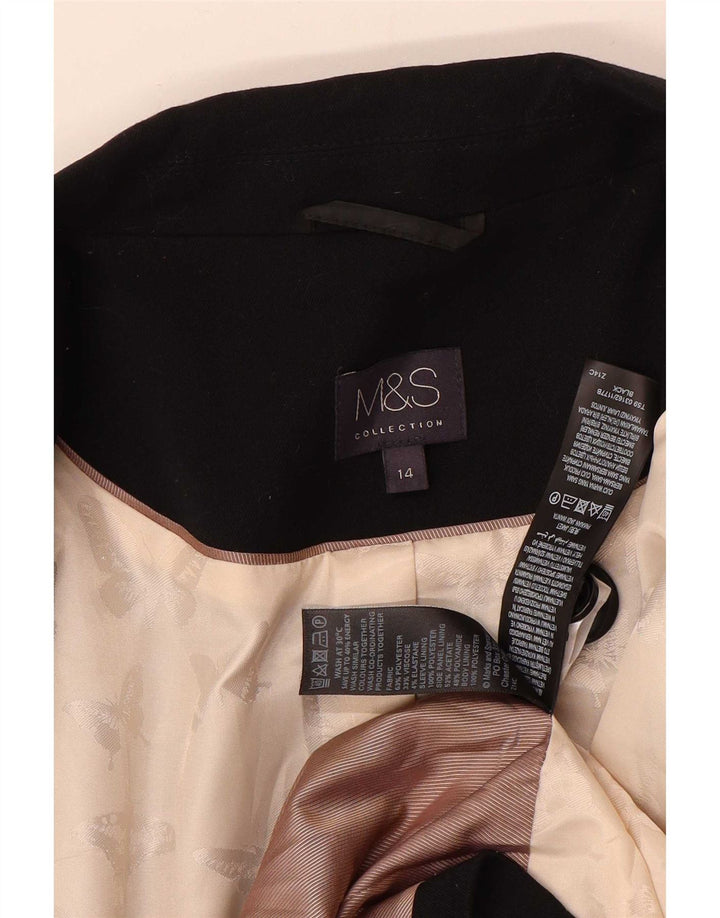 Marks & Spencer Chaqueta tipo blazer con 1 botón para mujer UK 44 Poliéster negro mediano