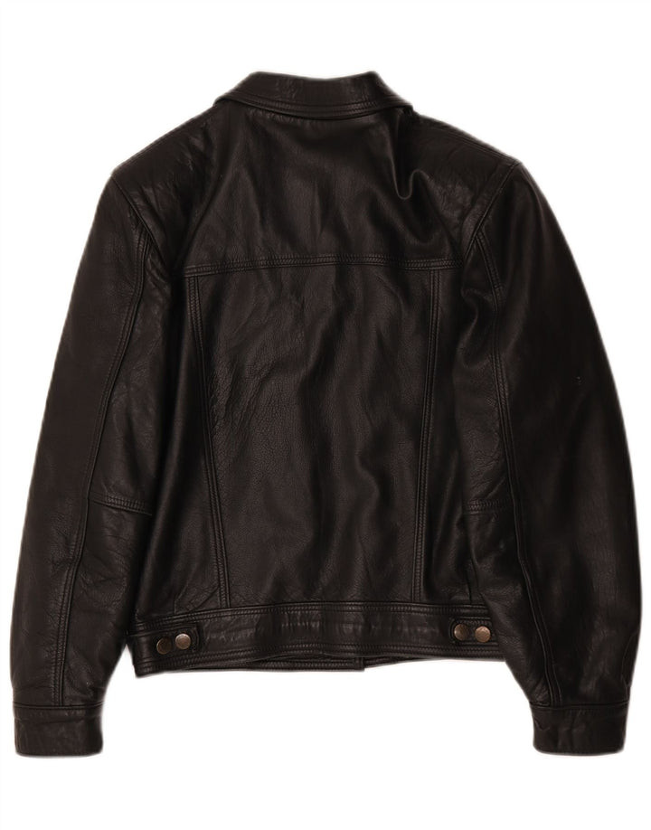 Vintage mujer chaqueta de cuero de gran tamaño Reino Unido 10 pequeño negro